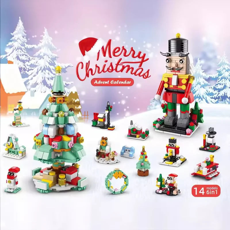 Christmas Building Blocks Set for Kids - 24-Piece Advent Calendar DIY Gift for Children Ages 6 and Up