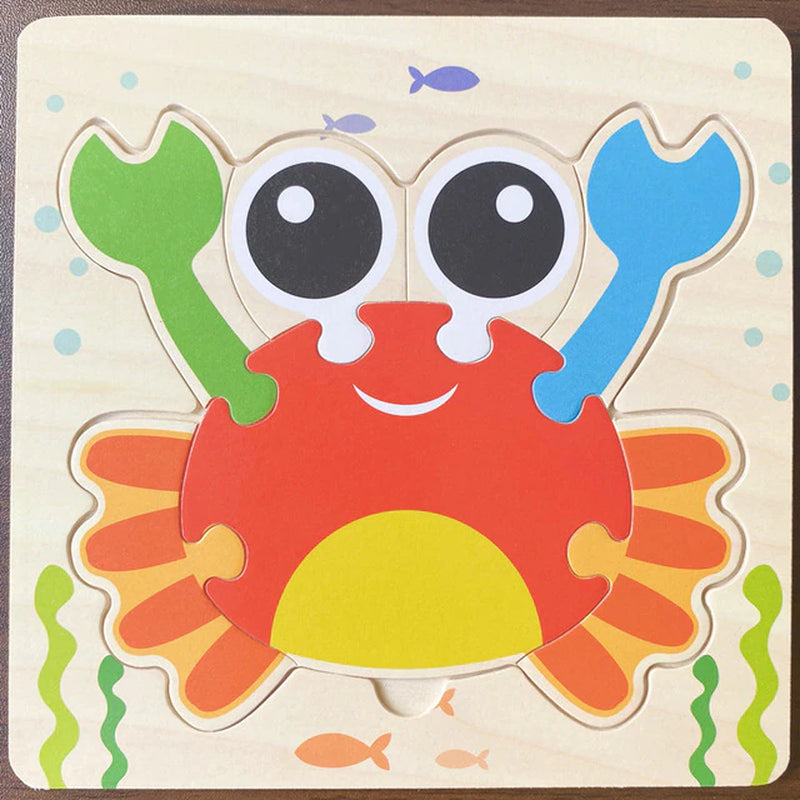 High Quality 3D Wooden Puzzles Educational Cartoon Animals Early Learning Cognition Intelligence Puzzle Game for Children Toys