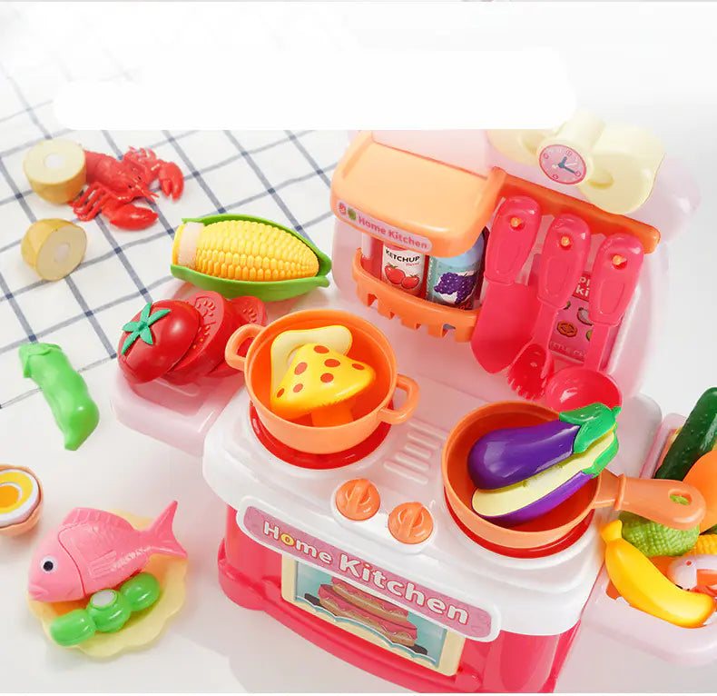 Deluxe Kitchen Playset for Kids with Food & Utensils