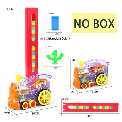 Kids Domino Train Car Set Sounding Light Automatic Laying Domino Brick Colorful Dominoes Blocks Game Educational DIY Toy Gift