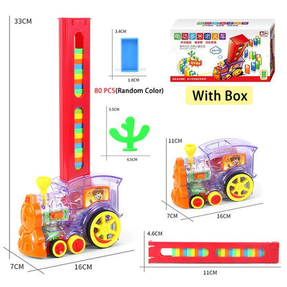 Kids Domino Train Car Set Sounding Light Automatic Laying Domino Brick Colorful Dominoes Blocks Game Educational DIY Toy Gift