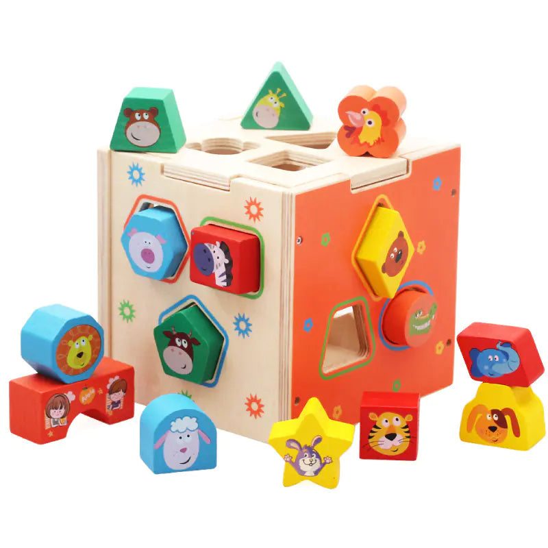 Animal Shape Sorter Cube – Wooden Puzzle Learning Toy