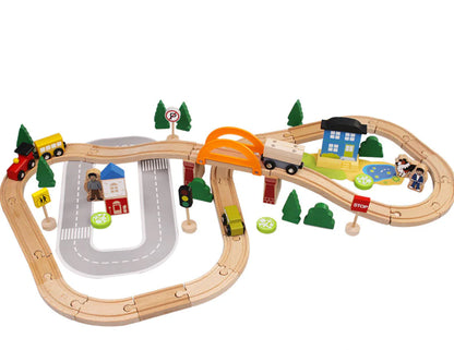 78-Piece Eco-Friendly Wooden Train Set for Kids