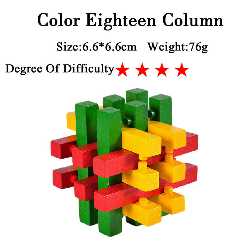 Wooden 3D Brain Teaser Puzzle Set - for Kids & Adults