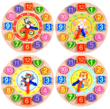 Colorful Wooden Shape Clock Toy for Kids Learning