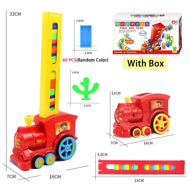 Kids Domino Train Car Set Sounding Light Automatic Laying Domino Brick Colorful Dominoes Blocks Game Educational DIY Toy Gift