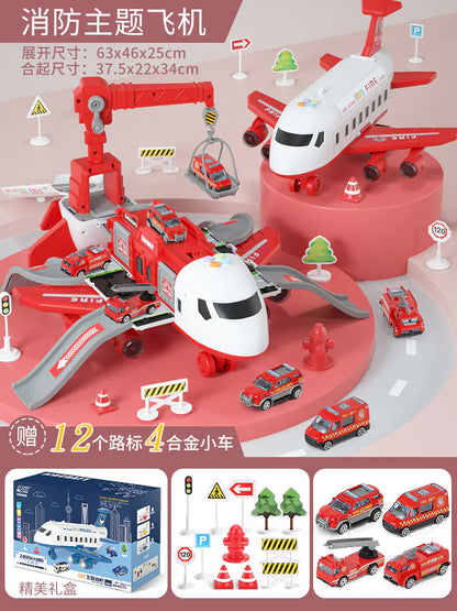 City Airport Playset with Plane, Cars & Road Signs