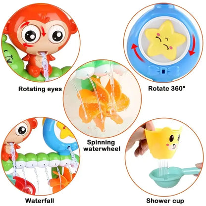 Monkey Waterfall Bath Toy – Fun Spinning Shower Set