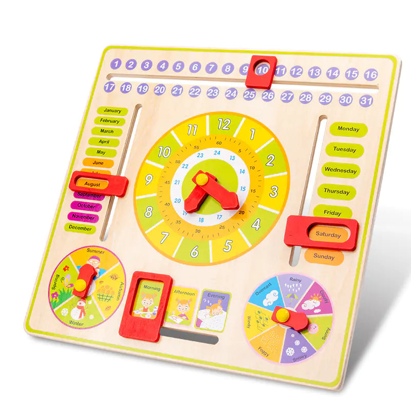 Wooden Calendar Clock Learning Board for Kids