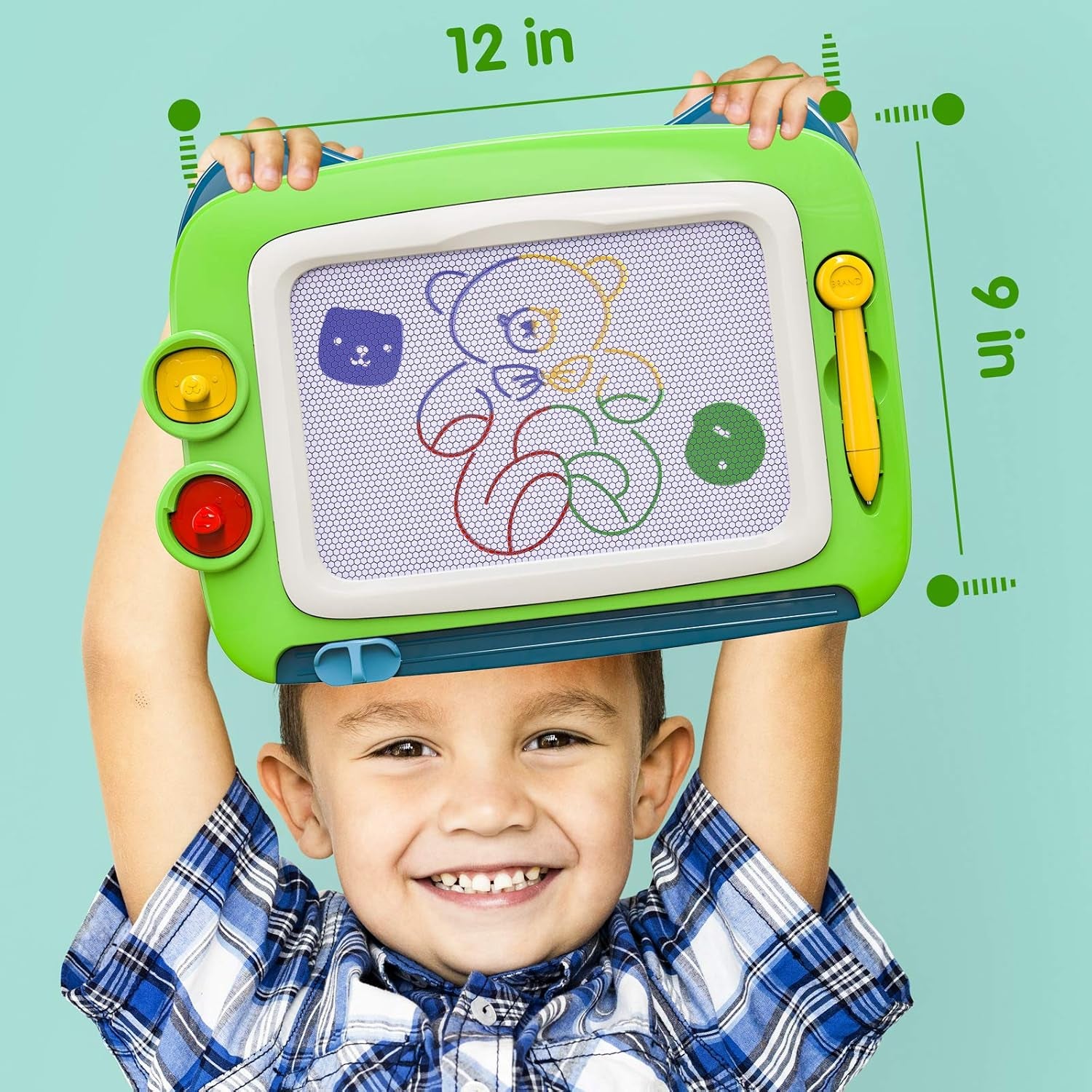 Toddler Toys for 1 2 3 4 Year Old Boys, Magnetic Drawing Doodle Board Gifts for 2 3 4 Year Old Boy, Doodle Board Learning Toys for 1-4 Year Old Boys Christmas Birthday Gift for Kids,Green