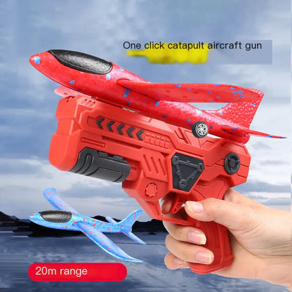 Foam Airplane Launcher Gun Toy – 20m Long Flight