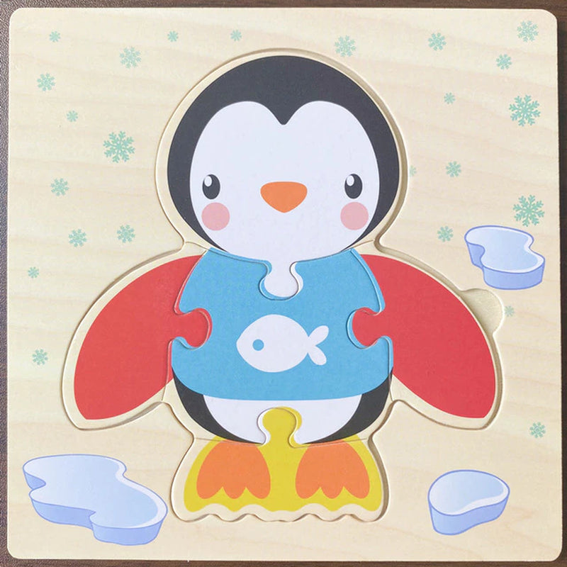 High Quality 3D Wooden Puzzles Educational Cartoon Animals Early Learning Cognition Intelligence Puzzle Game for Children Toys