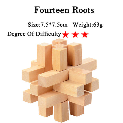 Wooden 3D Brain Teaser Puzzle Set - for Kids & Adults