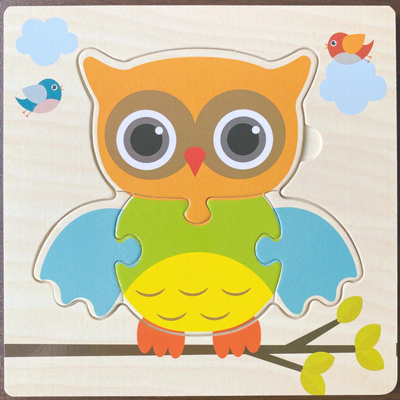 High Quality 3D Wooden Puzzles Educational Cartoon Animals Early Learning Cognition Intelligence Puzzle Game for Children Toys