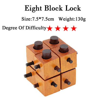 Wooden 3D Brain Teaser Puzzle Set - for Kids & Adults