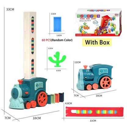 Kids Domino Train Car Set Sounding Light Automatic Laying Domino Brick Colorful Dominoes Blocks Game Educational DIY Toy Gift