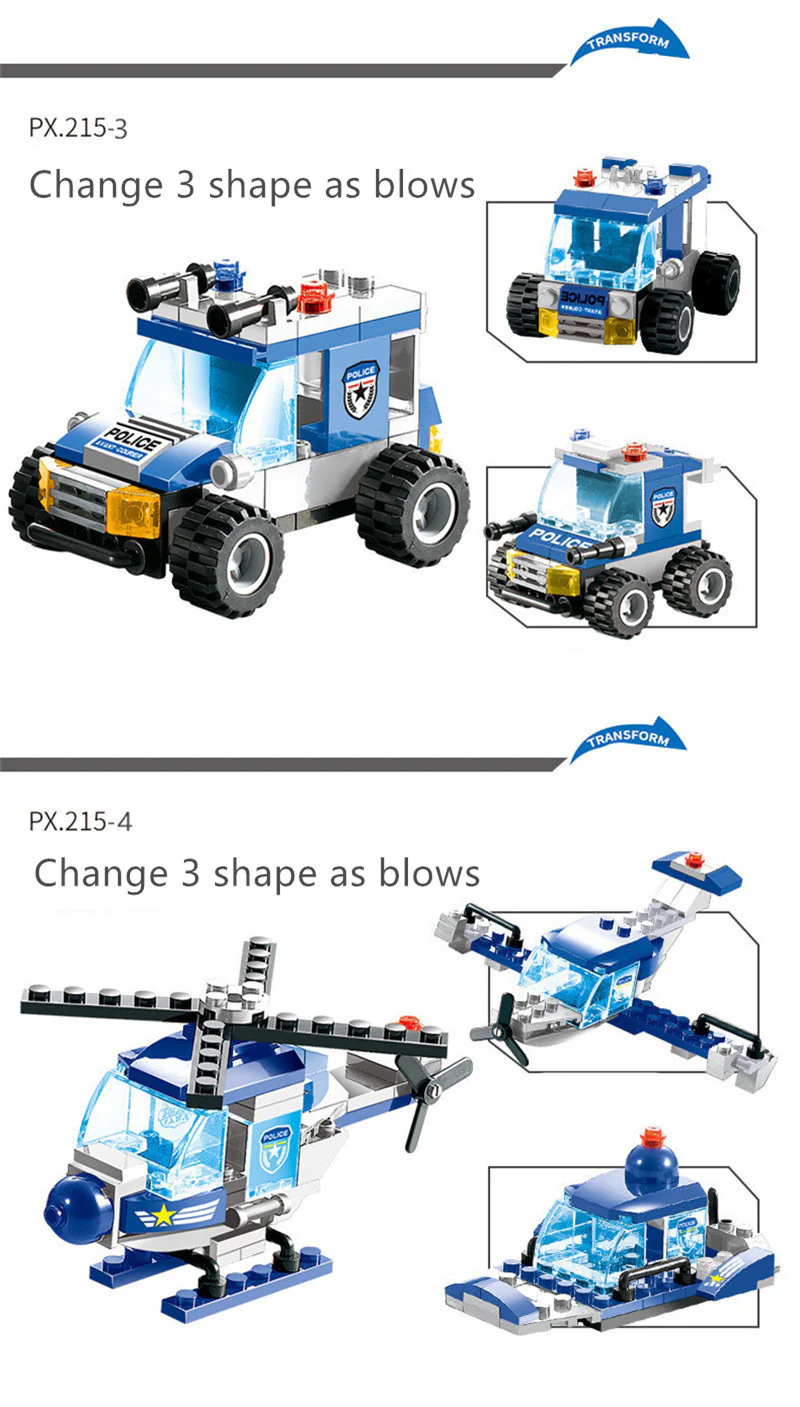 762 PCS Police Robot Car Building Set for Creative Play