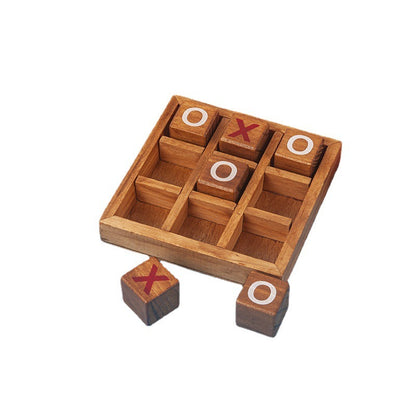 Classic Wooden Tic-Tac-Toe Game Set for Kids and Adults