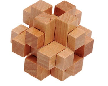 Wooden 3D Brain Teaser Puzzle Set - for Kids & Adults