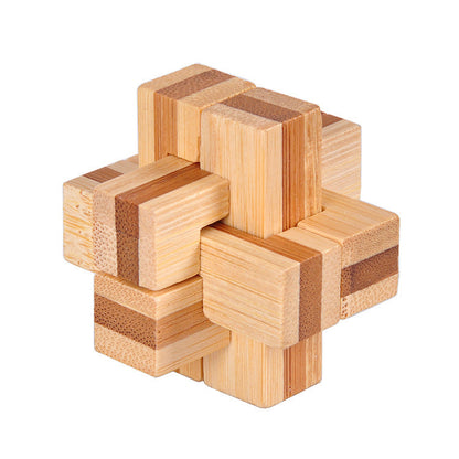 Wooden 3D Brain Teaser Puzzle Set - for Kids & Adults