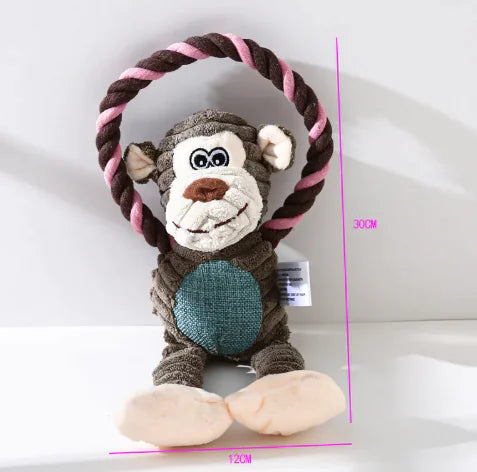 Durable Plush Animal Toys with Tug Rope