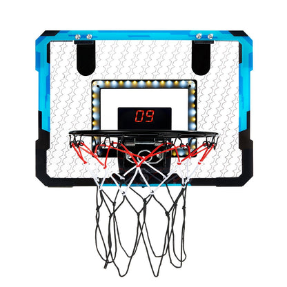 Indoor Basketball Hoop With LED Lights & Audio Scoreboard For Kids