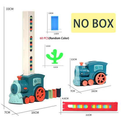 Kids Domino Train Car Set Sounding Light Automatic Laying Domino Brick Colorful Dominoes Blocks Game Educational DIY Toy Gift