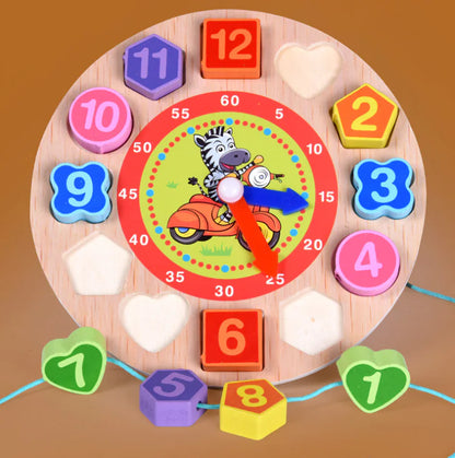 Colorful Wooden Shape Clock Toy for Kids Learning