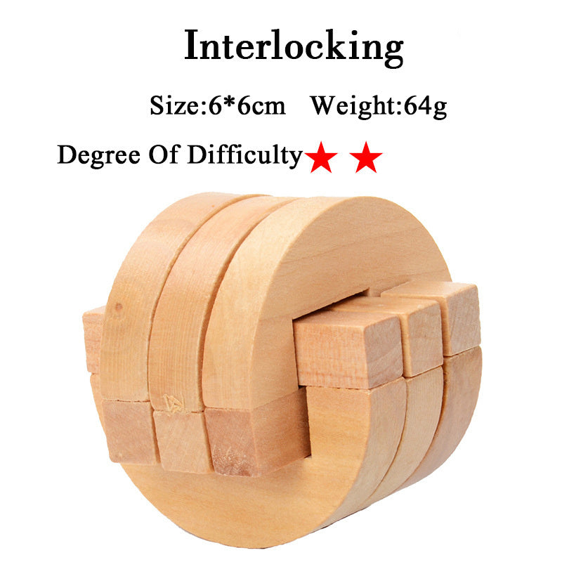 Wooden 3D Brain Teaser Puzzle Set - for Kids & Adults