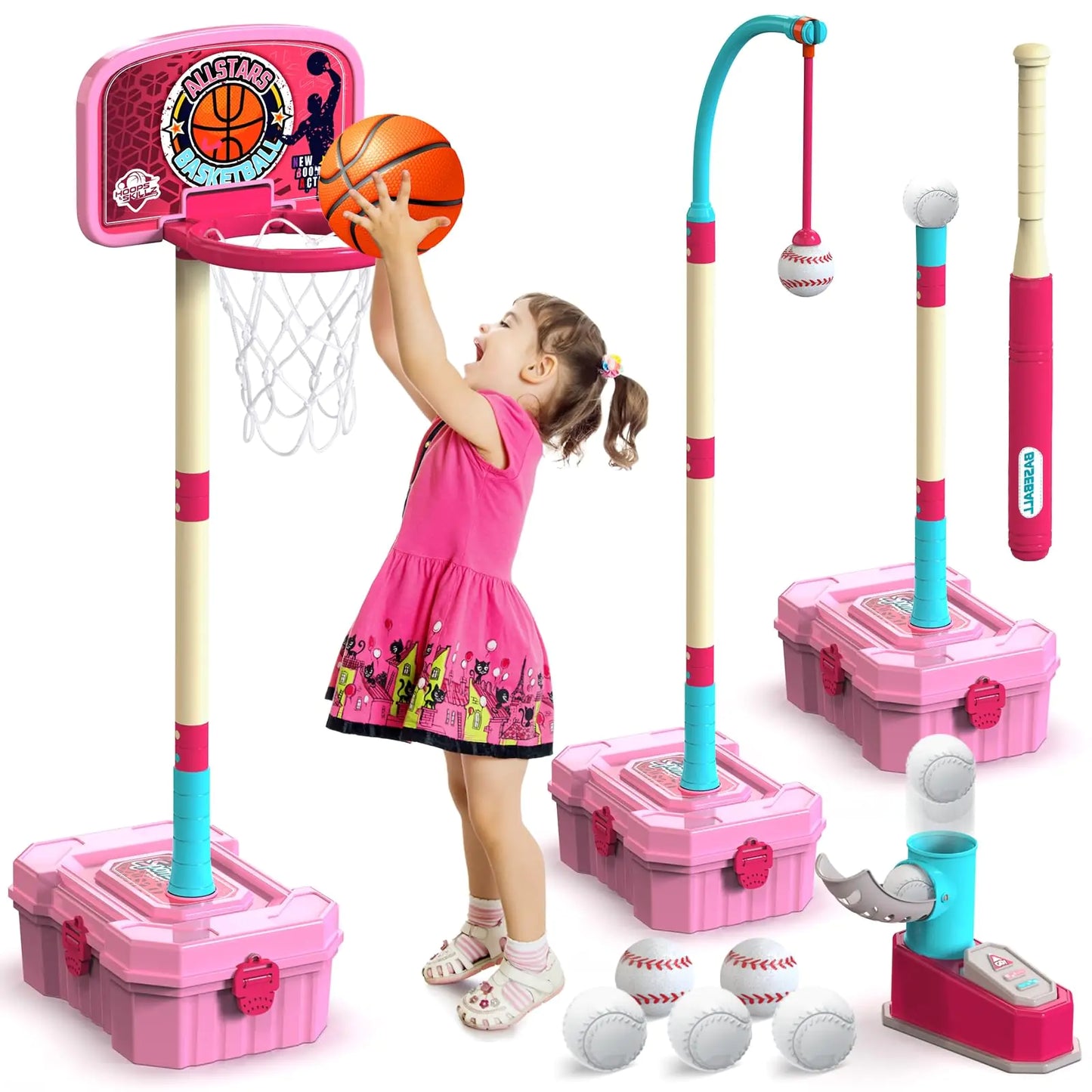 Multi-Sport Kids Playset with Height Adjustable Hoop