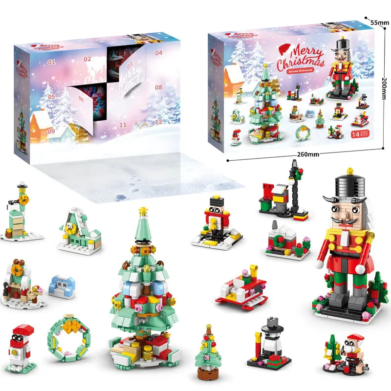 Christmas Building Blocks Set for Kids - 24-Piece Advent Calendar DIY Gift for Children Ages 6 and Up