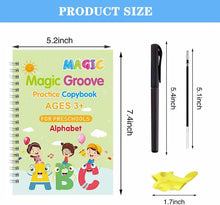 Set of 4 Reusable Grooved Writing Books for Children - Magic Copy Books with Ergonomic Handles
