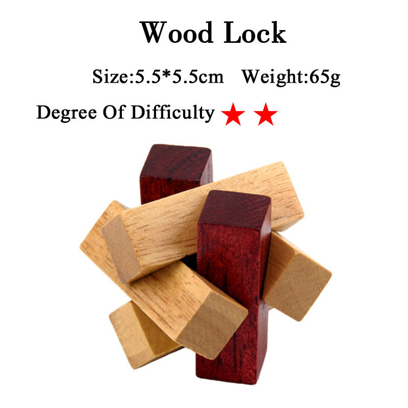 Wooden 3D Brain Teaser Puzzle Set - for Kids & Adults