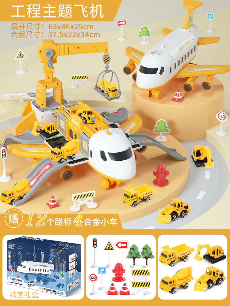 City Airport Playset with Plane, Cars & Road Signs
