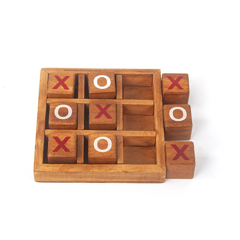 Classic Wooden Tic-Tac-Toe Game Set for Kids and Adults
