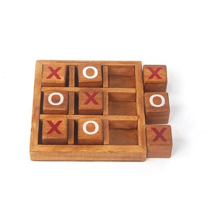 Classic Wooden Tic-Tac-Toe Game Set for Kids and Adults