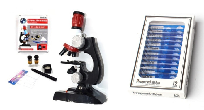 Kids Science Microscope with Slides & Tools Kit