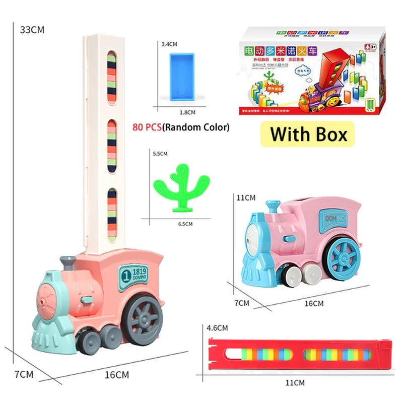 Kids Domino Train Car Set Sounding Light Automatic Laying Domino Brick Colorful Dominoes Blocks Game Educational DIY Toy Gift