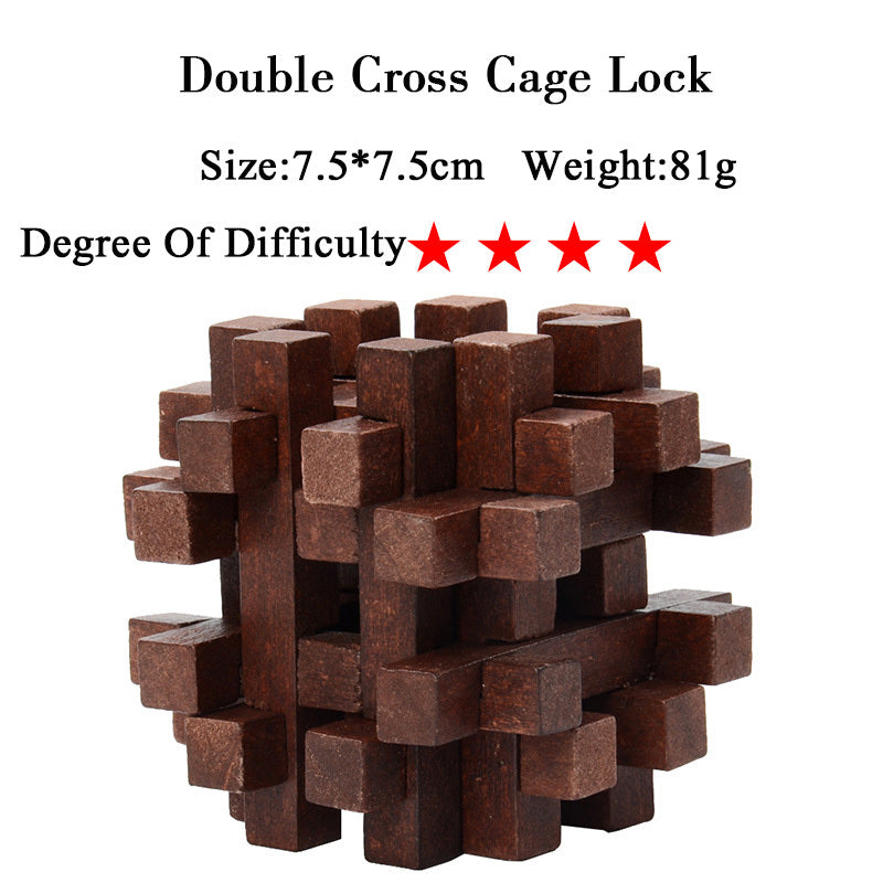 Wooden 3D Brain Teaser Puzzle Set - for Kids & Adults