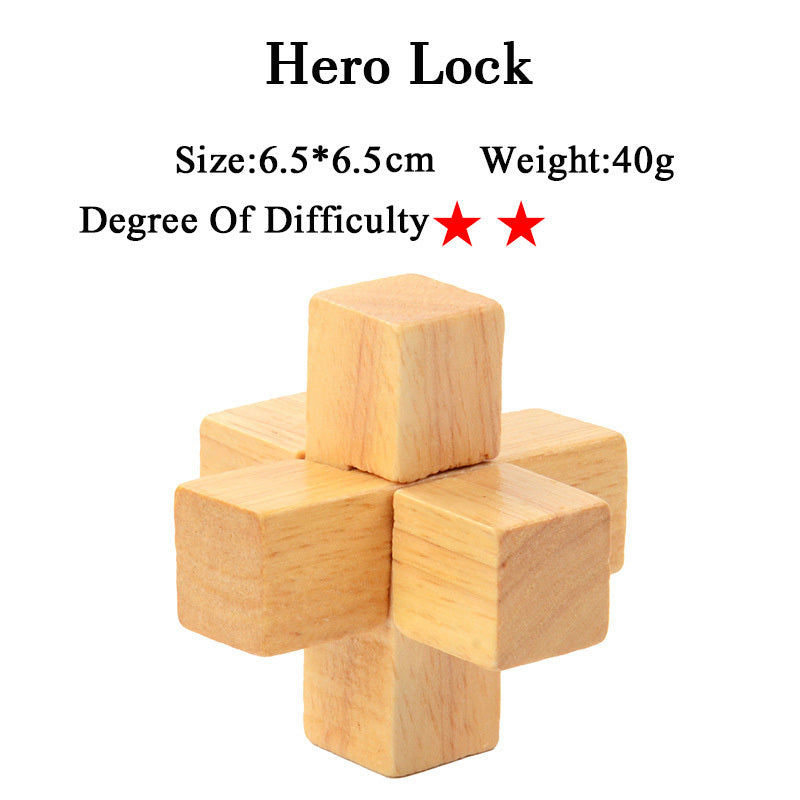 Wooden 3D Brain Teaser Puzzle Set - for Kids & Adults