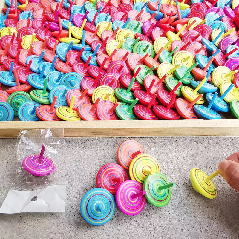 Colorful Wooden Spinning Tops – Classic Toy for Kids