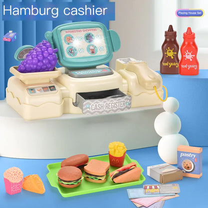 Interactive Cash Register Set with Groceries