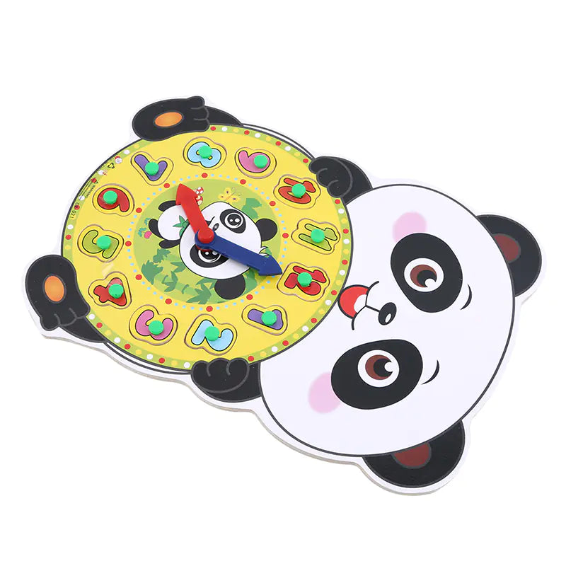 Panda Shape Wooden Clock Toy – Learn Time & Numbers