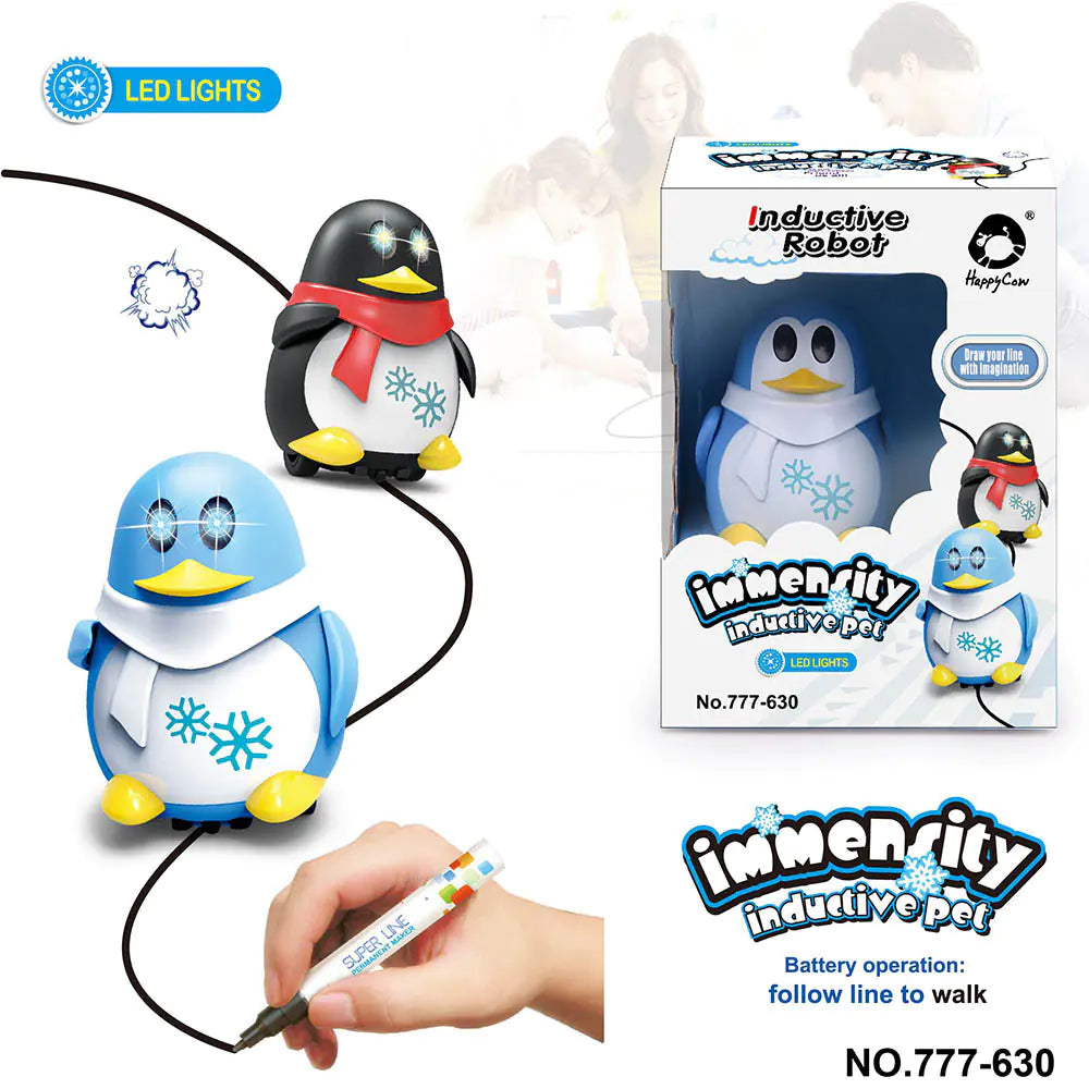 Inductive Penguin Robot Toy – Follows Drawn Lines