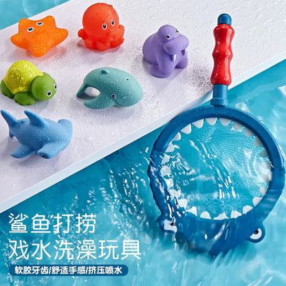 Shark Net Baby Bath Toy Set – Floating Animal Fun