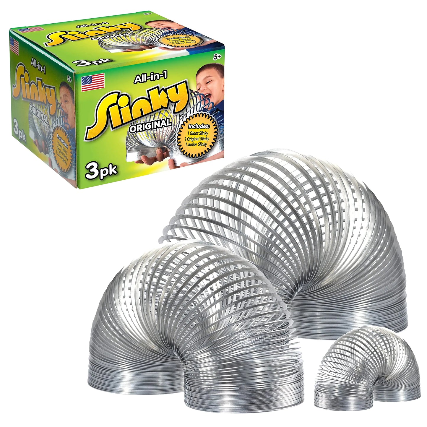 Slinky Fidget Trio Pack: Giant, Classic, & Junior Metal Springs