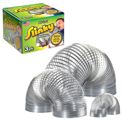 Slinky Fidget Trio Pack: Giant, Classic, & Junior Metal Springs