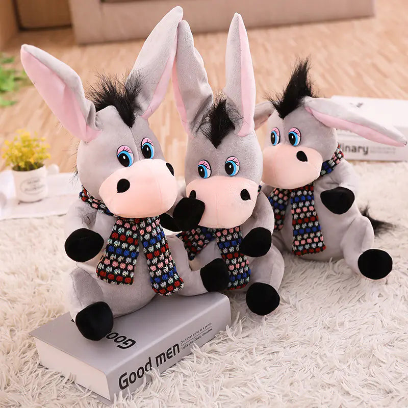 Cute Donkey Plush Toy with Scarf – Soft & Huggable Fun