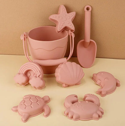 Soft Silicone Beach Toy Set | 8pcs Sand Molds