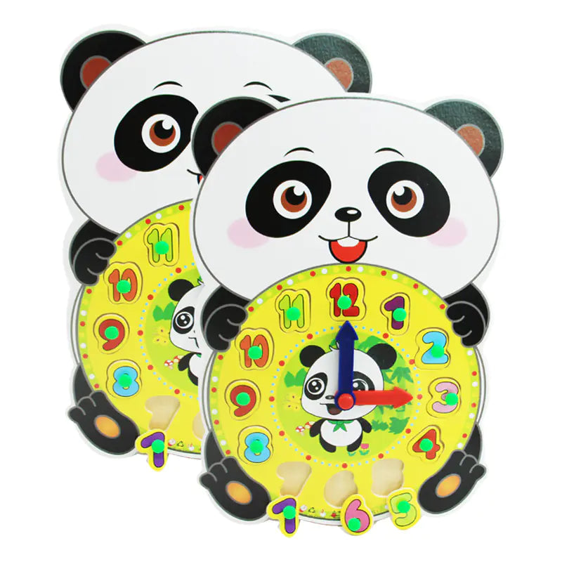 Panda Shape Wooden Clock Toy – Learn Time & Numbers